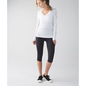 Lululemon Womens In The Crop II Legging Sz 6 Deep Coal Gray Ruched Yoga Workout